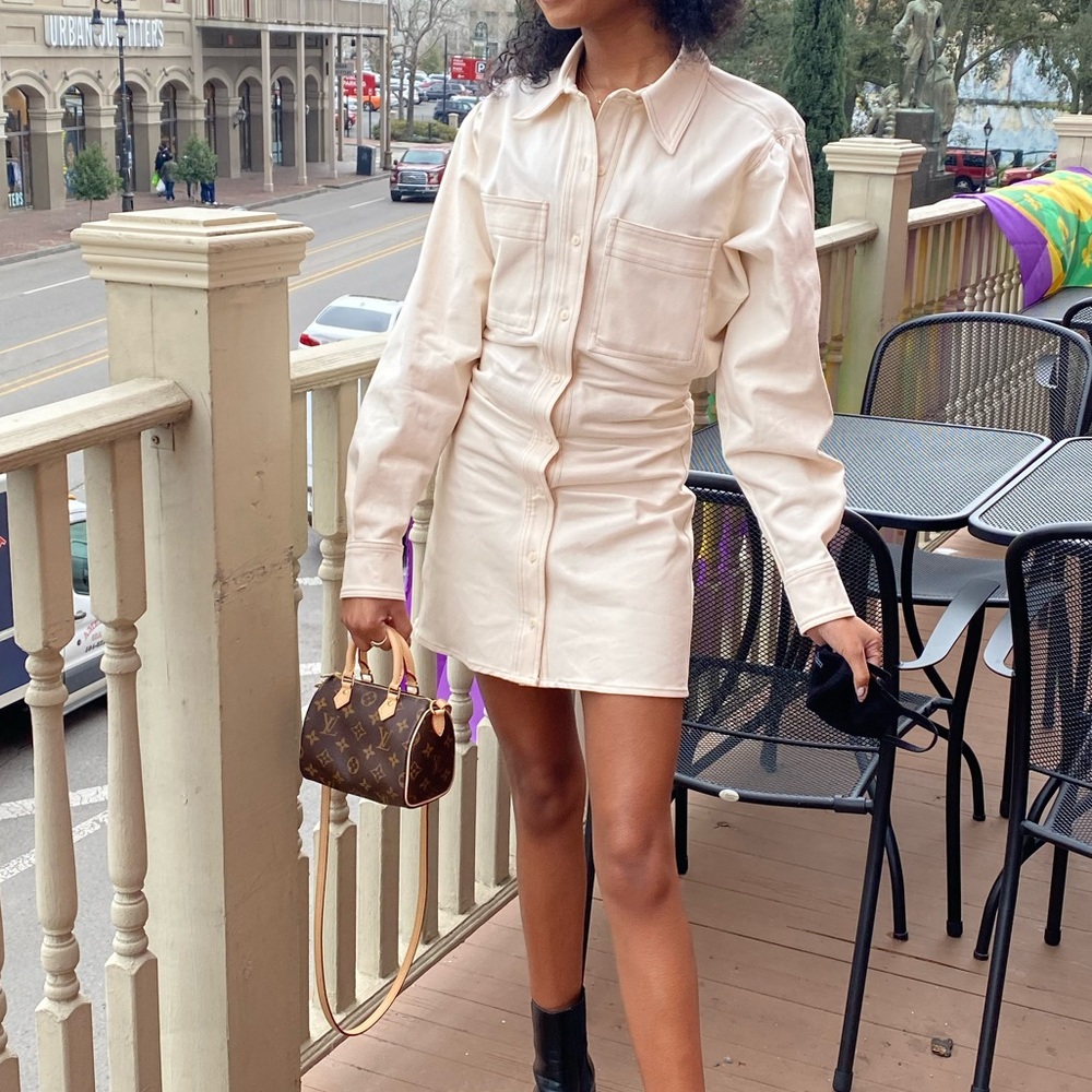 Zara cream denim dress